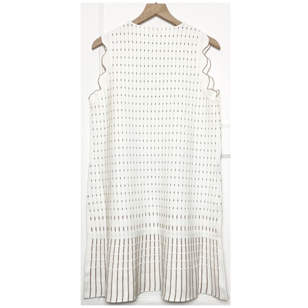NWT TED BAKER‎ Gold Embroidered Knit Sleeveless Ruffle Flip Skirt Shift Dress 12 - Picture 8 of 16